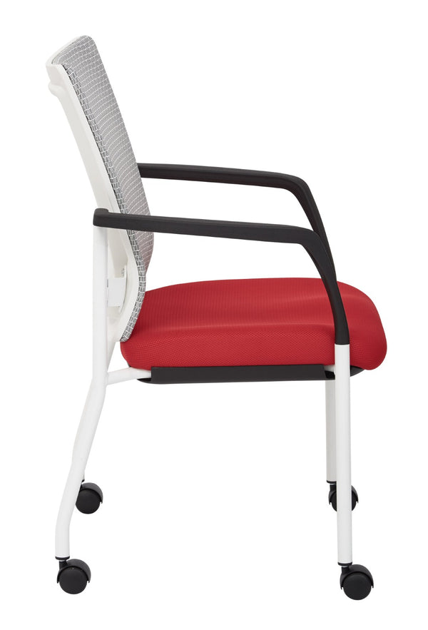 OSP Home Furnishings Progrid® Mesh Back Visitor Chair with Lumbar Support and Padded Seat for Office Red 8810W-9