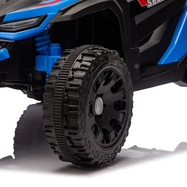 English Elm 24v Kids Utv Ride on with Dual 80w Motors Remote Control and Four Wheel Suspension Blue W1578P342132