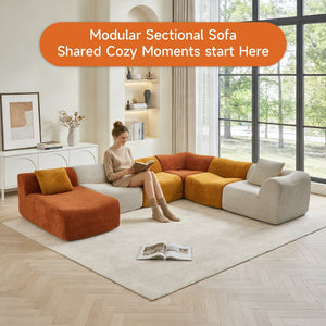 English Elm Modular Teddy Fleece Cloud Sectional Legless Sofa for Living Room Apartment W1765S00128