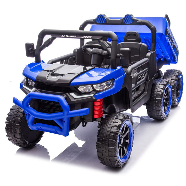 English Elm 24v Two Seat Kids Electric Dump Truck Six Wheel 4wd Utv with Parental Remote Blue W1578P268993