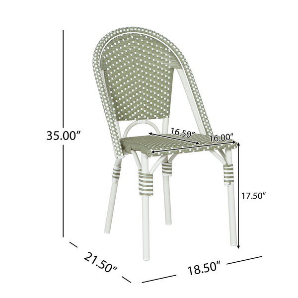 English Elm Christopher Knight Home® - Outdoor PE Rattan & Aluminum French Bistro Chairs Set of 2 — Parisian Cafe Style, Durable Rust-Resist N772P269834G
