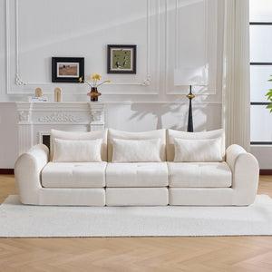 English Elm Modular Cloud Sectional Sofa Bed with Flannelette Upholstery for Flexible Living White W1829S00073