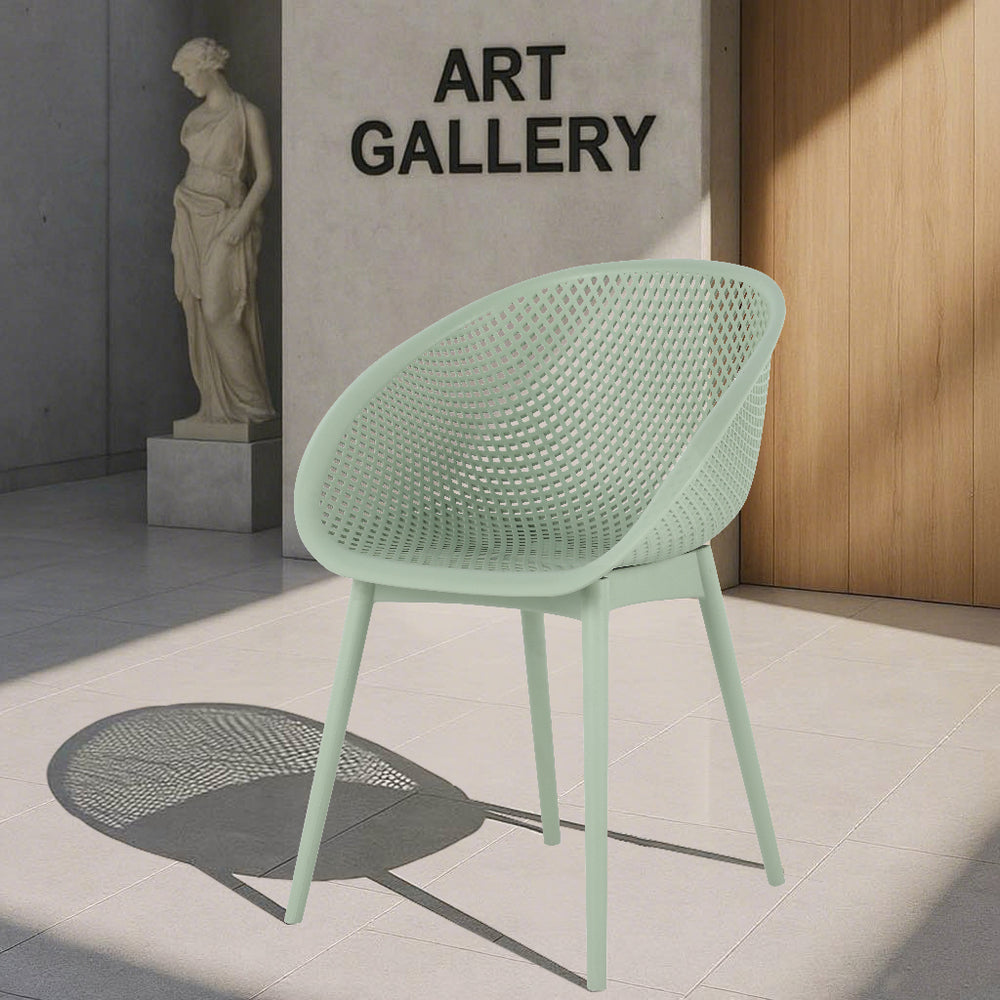 English Elm 2-Pack Modern Lounge Chairs with UV-Resistant PP, Mesh Weave Comfort, Lightweight & Easy-Care Design Pale Green W3450P323316