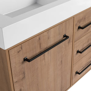 English Elm 60" Freestanding Double Sink Bathroom Vanity with Soft-close Doors and Three Drawers W999S00528