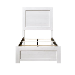 English Elm White Twin Panel Bed with 3D Printed Paper Veneer Rustic-Modern Design, Easy Bed-in-a-Box Assembly White 45.25 L x 33.5 W x 6.5 H B011P248600