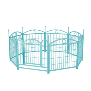 English Elm Dog Playpen 8 Panel Heavy Duty Iron Pet Enclosure Foldable Indoor Outdoor Exercise Pen Blue W368P233999