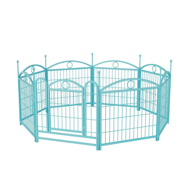 English Elm Dog Playpen 8 Panel Heavy Duty Iron Pet Enclosure Foldable Indoor Outdoor Exercise Pen Blue W368P233999