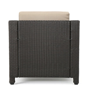 English Elm Christopher Knight Home® - CLUB Chair MP4 Brown-Beige Rattan Outdoor Club Chair with Metal Frame, Removable Cushions, Weather-Resistant 52979.00DBRNMP4