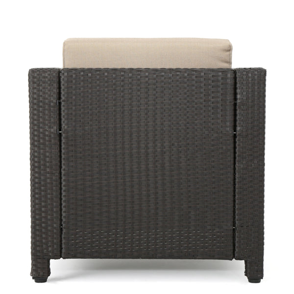 English Elm Christopher Knight Home® - CLUB Chair MP4 Brown-Beige Rattan Outdoor Club Chair with Metal Frame, Removable Cushions, Weather-Resistant 52979.00DBRNMP4