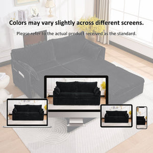 English Elm 73"convertible Corduroy Sleeper Sofa with Usb Port and Side Pocket for Studio Apartments Black W3373P405038