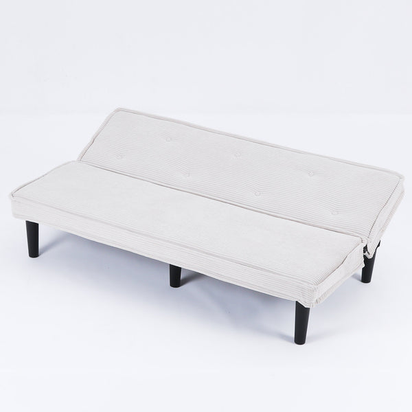 English Elm This 66-inch corduroy sofa bed with button-back design, sturdy wood frame, comfy sponge cushions, 500lb capacity Beige W3371P311447