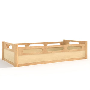 English Elm Twin Low Profile Floor Bed with Guardrails Pine Wood Frame Minimalist Bedroom Natural W1580P438791