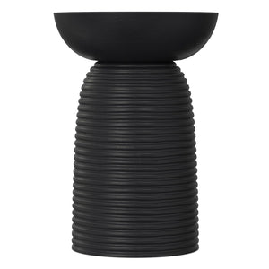 English Elm Boyd Ribbed Solid Mango Wood Accent Table Matte Black Lacquer Handcrafted Side B136P414663
