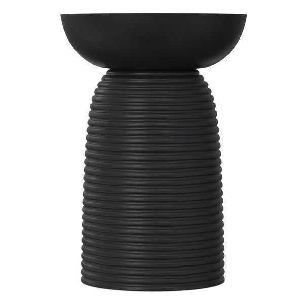 English Elm Boyd Ribbed Solid Mango Wood Accent Table Matte Black Lacquer Handcrafted Side B136P414663