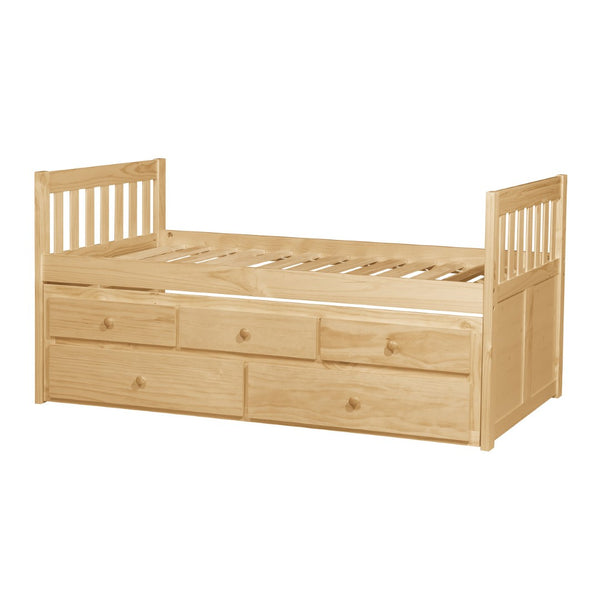 English Elm Twin/twin Trundle Captain Bed Solid Pine with Storage Drawers for Youth Bedrooms B011S02454