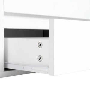 English Elm ON-TREND Modern APP-Controlled LED TV Stand for TVs up to 105" with Faux Marble Top, Tempered Glass Doors, Ample Storage, Cable Management, and High Load Capacity for Living Room Entertainment Center White N721P171537K