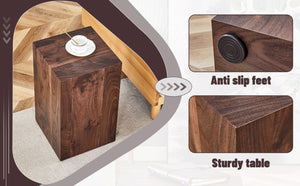 English Elm 12x12x20 Walnut Grain Mdf Accent Pedestal Table for Modern Living Room Decor W1151P408853