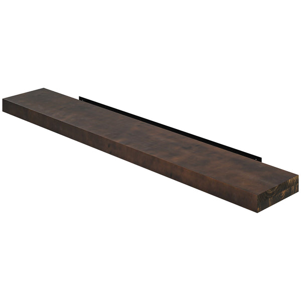 English Elm HOMCOM Rustic 48" Floating Fireplace Mantel Shelf — Handmade Solid Fir Wood, Walnut Brown Finish, 33lb Capacity W2225P229458