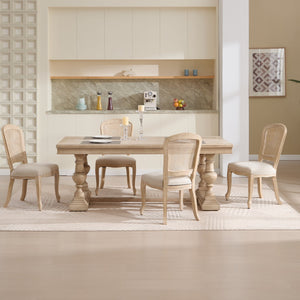 English Elm French Country Dining Chairs Set Of 2, Upholstered Rattan Back Accent Chairs For Dining & Living W3426P324538