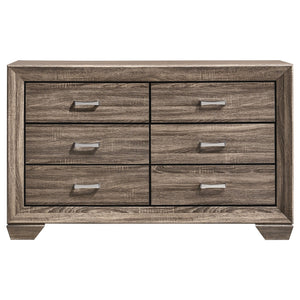 English Elm Harrison Mid-Century 6-Drawer Dresser in Dark Cocoa Finish with Tapered Legs, Sleek Black-Trim Accents taupe B062P378458