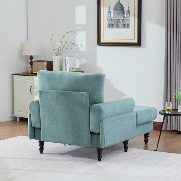 English Elm Modern Chenille Fabric Recliner Chaise Lounge Sofa with High-Resilience Foam, 550LB Capacity, Cozy Plush Backrest and Armrests for Living Room Relaxation Mint Green W395P371334