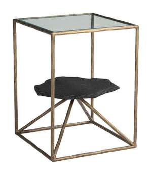 Zuo Modern Ranol Side Table In Brass Finish - Elegant Glass & Marble Design For Modern Living Spaces Brass Glass,Natural Marble,Iron 110601-zuo-modern