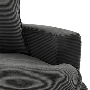 English Elm 360° Oversized Swivel Lounge Chair with 38" Deep Seat Dual-Layer Cushion Corduroy Accent Pillows Black N719S002100B