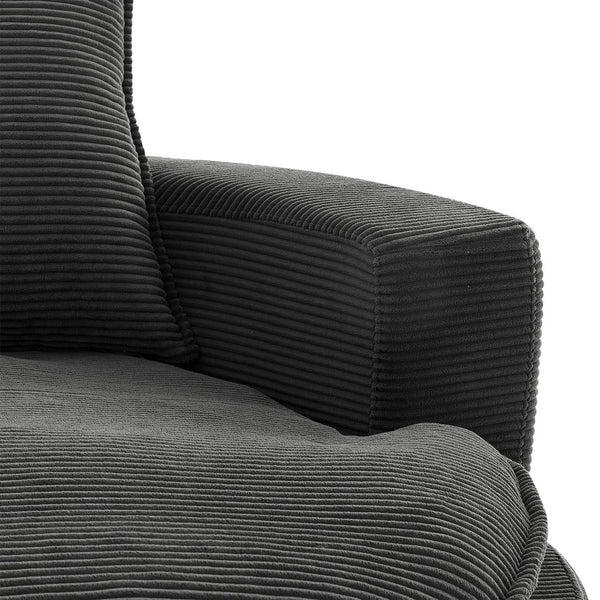English Elm 360° Oversized Swivel Lounge Chair with 38" Deep Seat Dual-Layer Cushion Corduroy Accent Pillows Black N719S002100B