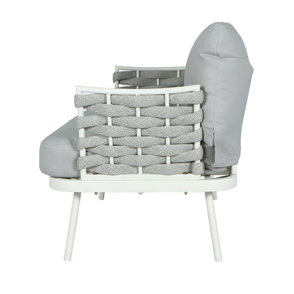 English Elm Christopher Knight Home® - Mariano Outdoor 4-Piece Conversation Set with Hand-Woven Rope, Water-Repellent Cushions, Durable Frame Off-White+Grey N773OC00027A