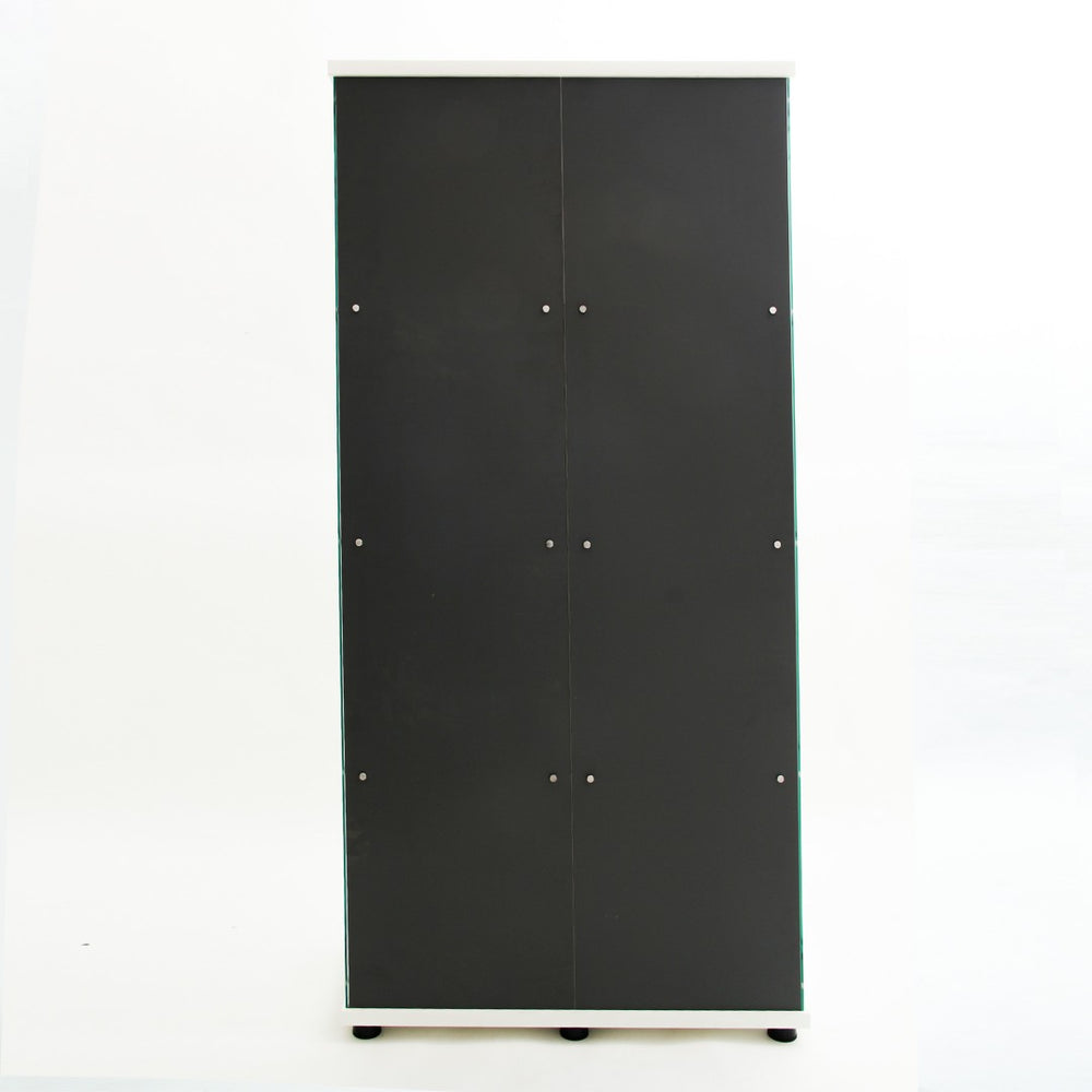 English Elm Tempered Glass Display Cabinet With Bluetooth Led Light, Locking Door, Mirrored Back – Stylish Storage! W3155S00016-GIGA