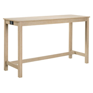 English Elm 4 Rustic Bar Table Set with Built-In Power, USB & Type-C, Water-Resistant Wood Grain Top, 59" L x 35.5" H Light Oak W1998P324485