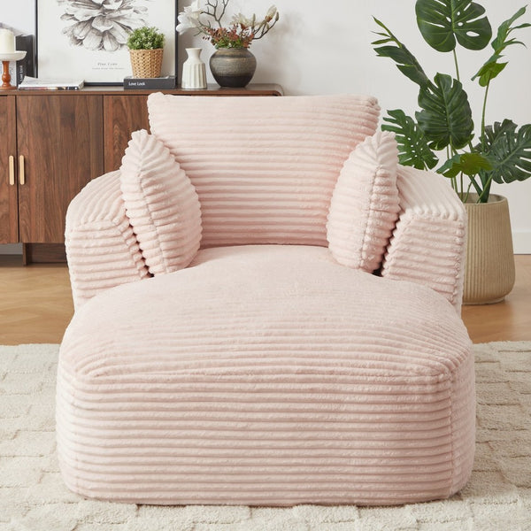 English Elm Oversized Corduroy Chaise Lounge Chair - Plush No-Assembly Sofa For Small Spaces, Modern Comfort W2339P323909-GIGA