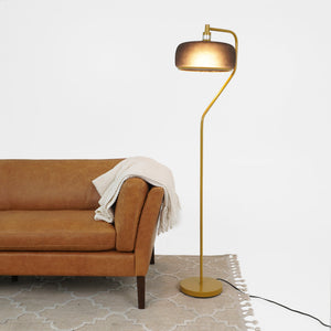 English Elm Ashcroft Furniture - Astris Modern Black & Gold Floor Lamp – Slim Corner LED-Ready Design, Durable Metal Base, Plug-In B183P315106