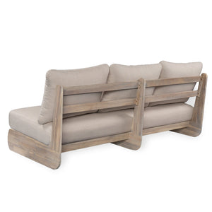 English Elm Christopher Knight Home® - Outdoor Acacia Lazy 3 Seater sofa with water‑repellent cushions, 8" thick seats, durable acacia frame Antique grey white,Off White N773P302635S