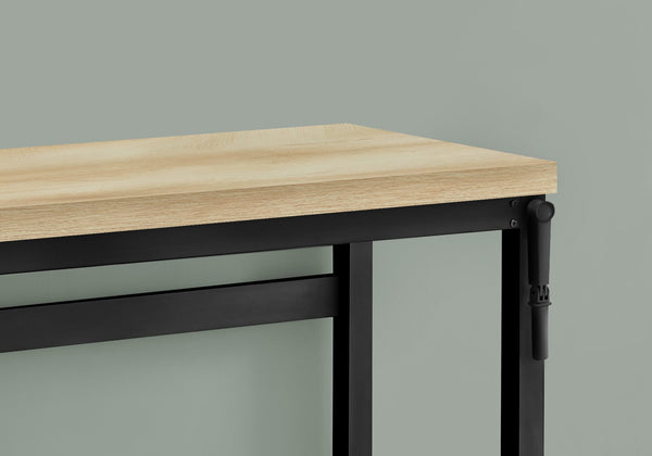 English Elm Computer Desk – Adjustable Standing Workstation With Natural Laminate Top & Sturdy Black Metal Frame B2710P219893