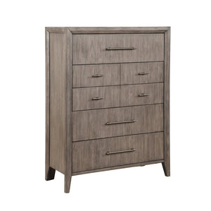 English Elm Avana Five Drawer Chest Poplar Acacia Veneer Mid Century Bedroom Storage Fully Assembled B108P468532
