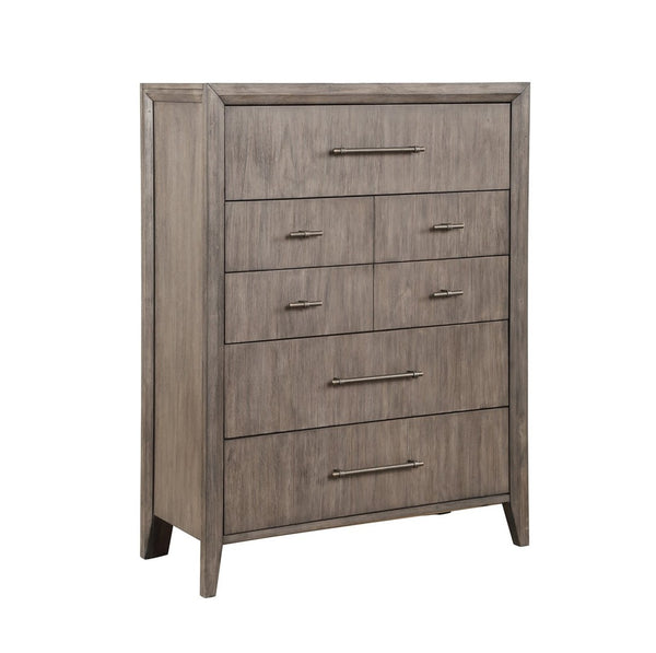 English Elm Avana Five Drawer Chest Poplar Acacia Veneer Mid Century Bedroom Storage Fully Assembled B108P468532