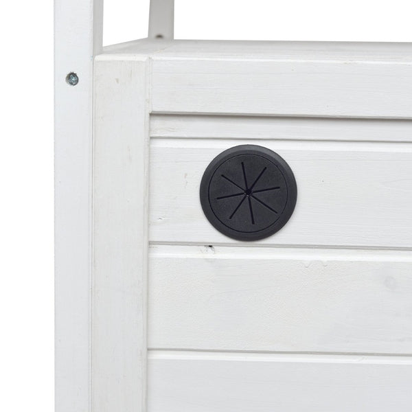 English Elm Foldable Outdoor Kitchen Cart with Stainless Worktop Fir Wood Frame and Lockable Wheels White N719P380279K