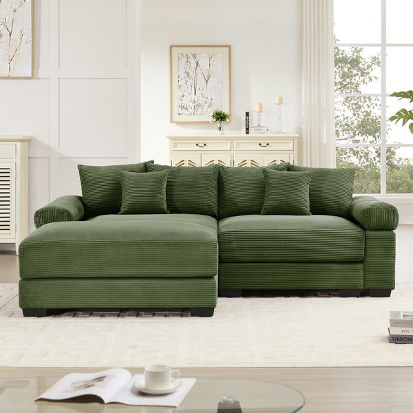 English Elm 92" Oversized Modular L-Shape Sectional Couch - Soft Corduroy, Deep Seats, Ergonomic Design & Pillows W714S01330