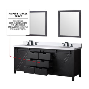 English Elm Brown Double Bath Vanity Set With Quartz Countertop, Matte Black Faucets, And Stylish Mirrors Included B2731S01076