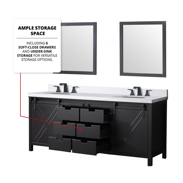 English Elm Brown Double Bath Vanity Set With Quartz Countertop, Matte Black Faucets, And Stylish Mirrors Included B2731S01076