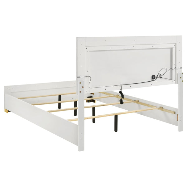 English Elm Mckee White Queen Sleigh Bed with Curved Legs and Low Profile Footboard for Cottage Rooms White B062S01759