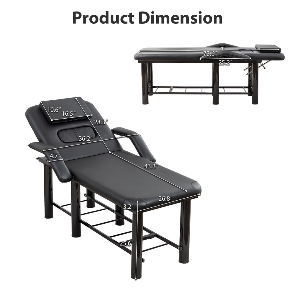 English Elm Professional Spa Treatment Bed with Pu Leather Cushion Steel Frame and Storage Shelf W1422P365689