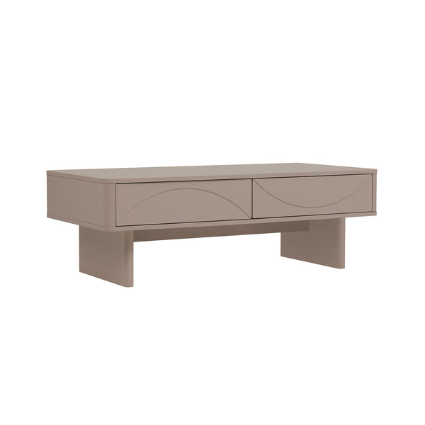 English Elm Ella 47" Coffee Table with Full-Extension Drawers, Open Shelf & Rounded Edges for Modern Living Mocha B365S00061