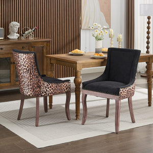 English Elm A&A Luxe Velvet Swivel Barstool with Gold-Plated 17.7" Base, Tufted Back, Ergonomic Waist Support Leopard W1143P209903