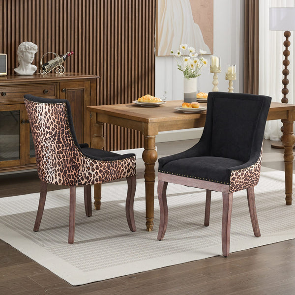 English Elm A&A Luxe Velvet Swivel Barstool with Gold-Plated 17.7" Base, Tufted Back, Ergonomic Waist Support Leopard W1143P209903