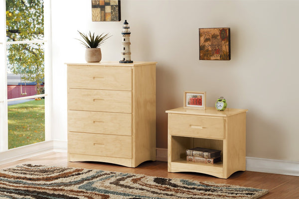 English Elm Contemporary Pine Wood Nightstand Open Shelf Drawer Bedside Table for Modern Bedrooms B011P473065