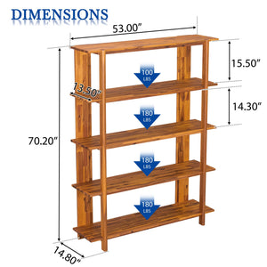 English Elm Christopher Knight Home® - Big 4-Tier Wooden Open Bookcase Acacia Wood Teak Finish — Sturdy 4-Shelf Display, 180 lb Capacity, Anti-Tip Stabilizer (75.5 x 19.5 x 11.4) N758P303160T