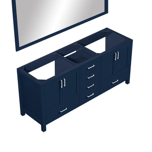 English Elm Navy Double Bath Vanity 72" W with 70" Mirror — Fully Assembled, 2 Cabinets, 6 Drawers, Shelf B2731S00521