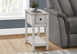 English Elm Accent Transitional Side Table with Drawer and Cabinet, Coastal Washed Grey Veneer, 25" High Compact Nightstand Gray Wash 27 L x 15 W x 8 H B2710P219472